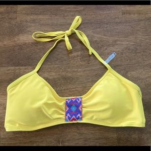 Aerie Yellow Scoop Halter Bikini Top w/ Tags